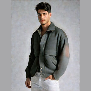 Vintage Black Wool Bomber Jacket Size Medium
